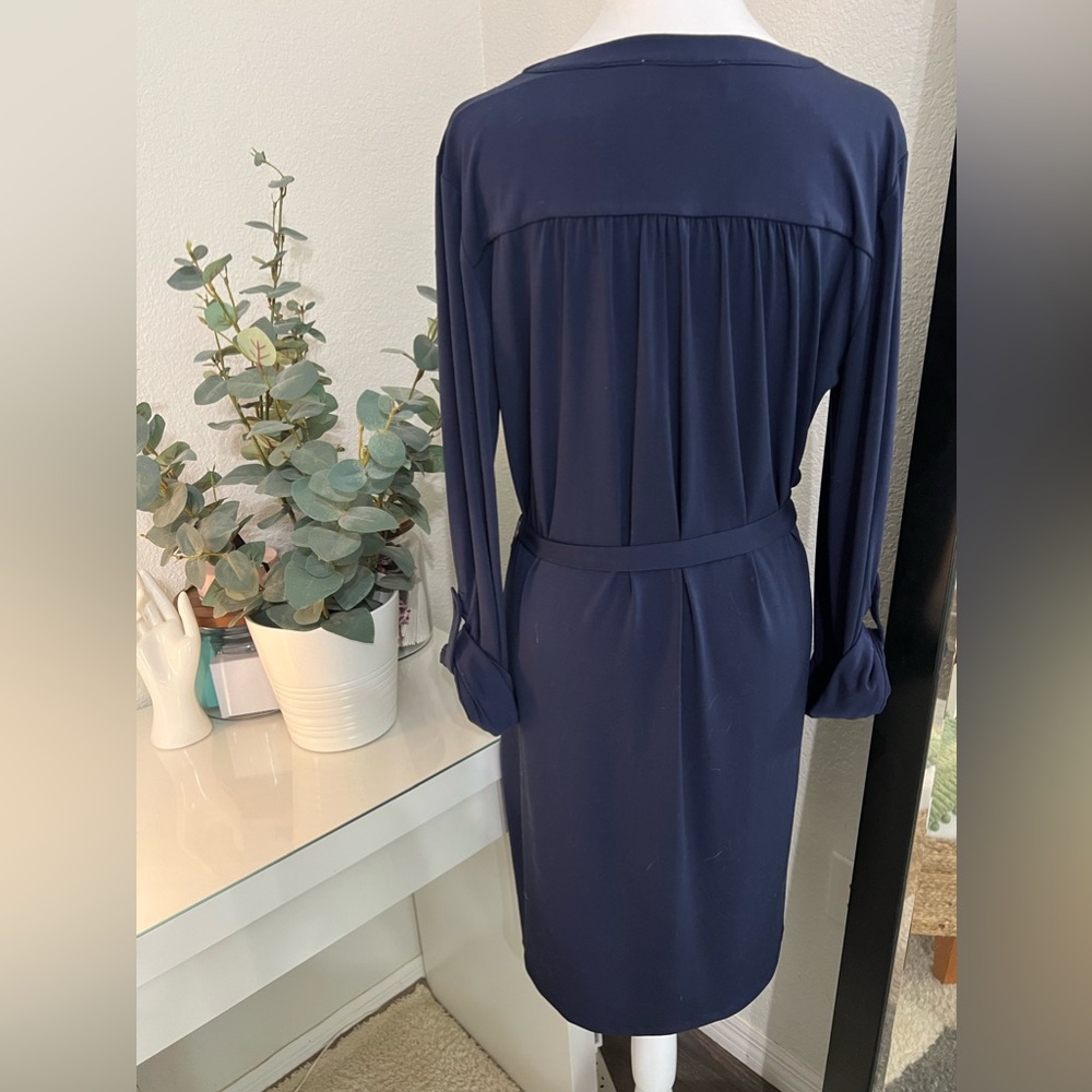 Michael Kors Shirt Dress, Navy/Gold trim, Size L - Picture 11 of 15